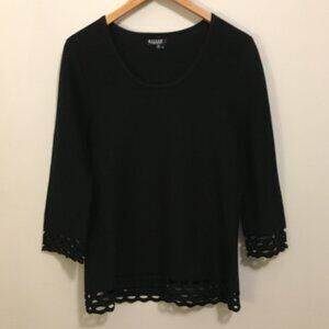 Bylyse Black Die Cut Hem Designer Top